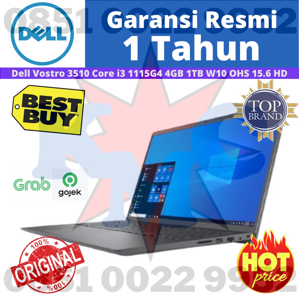 Dell Vostro 3510 Core i3 1115G4 4GB 1TB W10 OHS 15.6&quot; HD