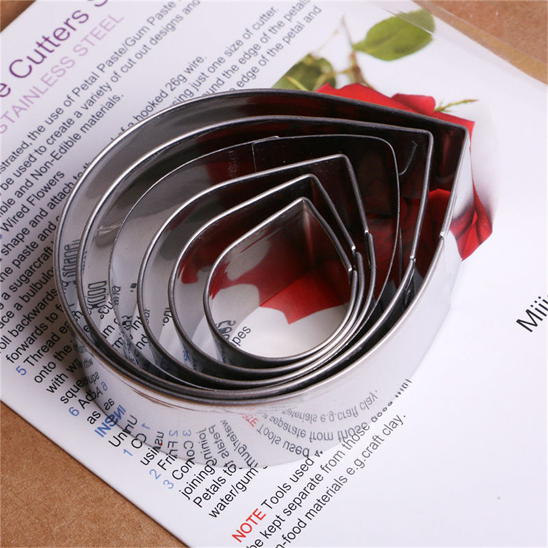 6PCS/Set Rose Petal Mold for Cake Decor Fondant Sugarcraft Cutters Tools Mould