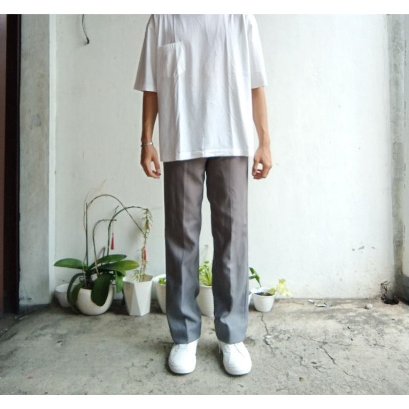 Lea Permanent Press Grey Pants Original (Straight Loose Cut)