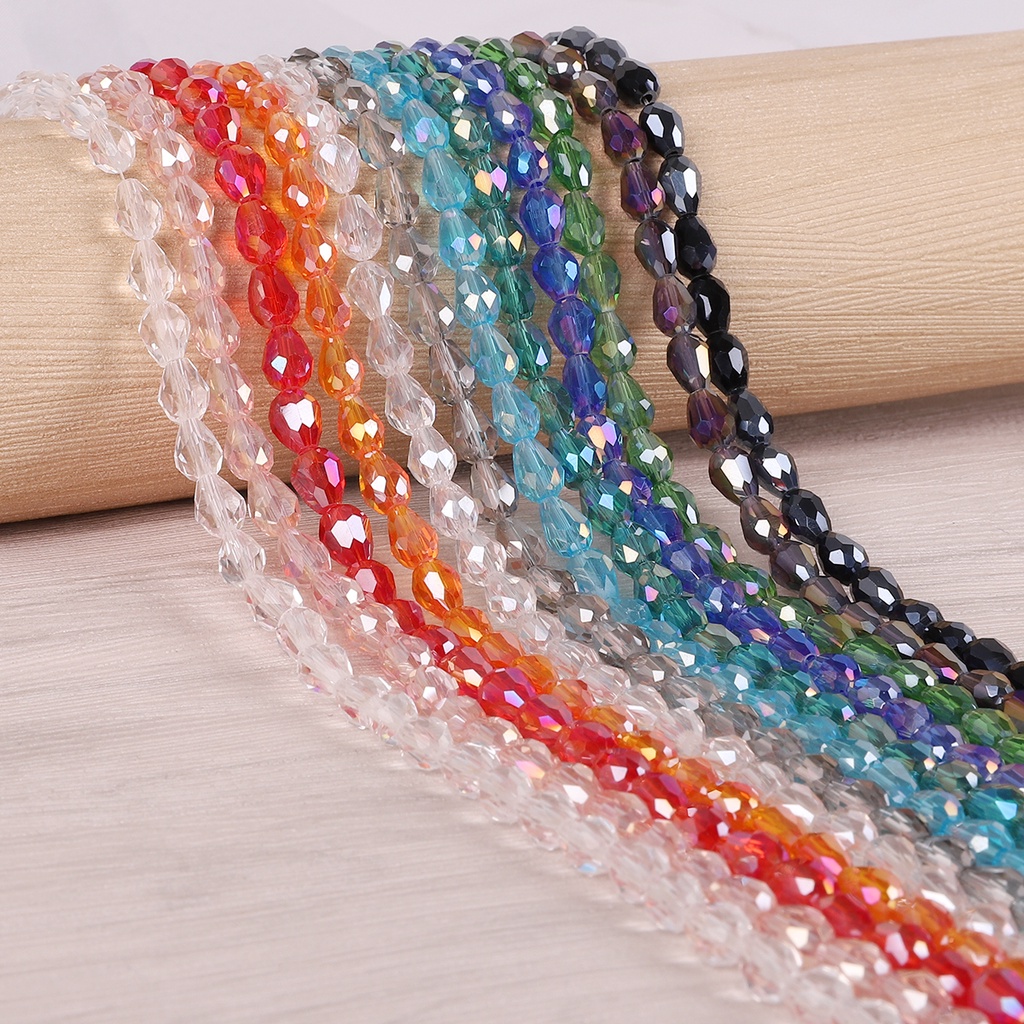 DIY 5*7 Mm 70 Pcs Austria Teardrop Crystal Beads Warna-warni Segi Manik-manik Kaca untuk Garmen Dekorasi Kerajinan Buatan Tangan Perlengkapan