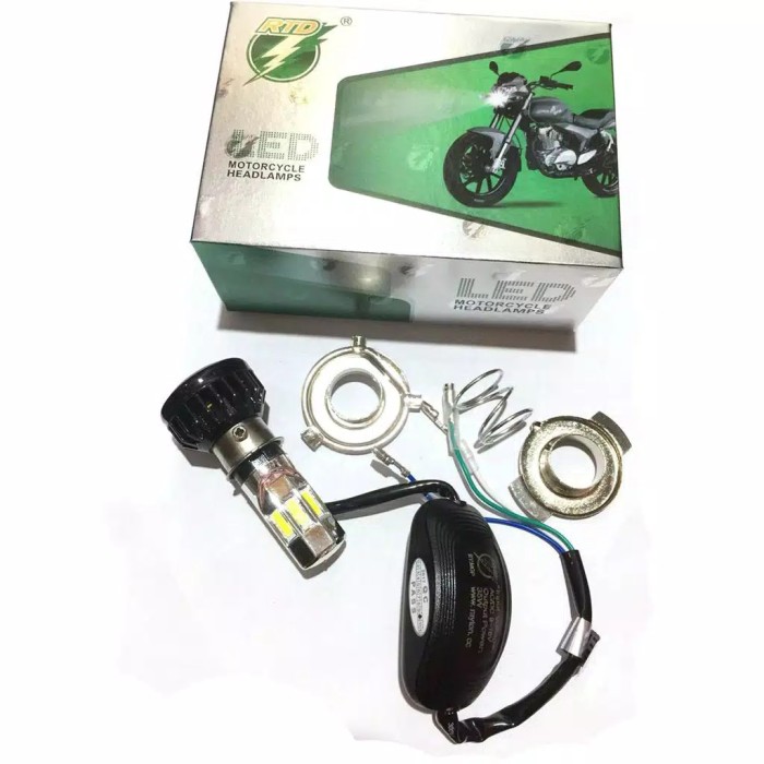 Lampu Depan Utama Motor RTD LED 6 Sisi + Kipas Super Bright - Putih