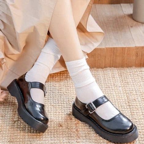 Sepatu Wanita Remaja / Dewasa Loafers Gesper Jahit Glosy  LOLLYta 010