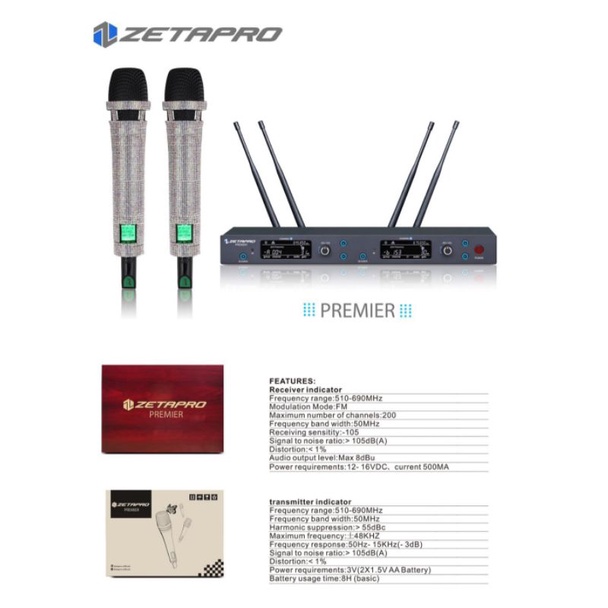 Mic Wireless ZETAPRO PREMIER Original Bok Koper Hardcase Classic Mikropon Werles 2 Mik Handled Mikro