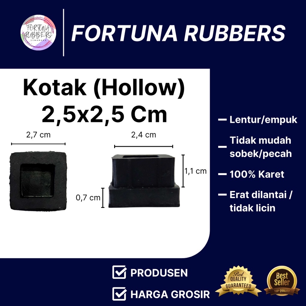 KARET KAKI KURSI MEJA HOLLOW / KOTAK 2,5CM X 2,5CM