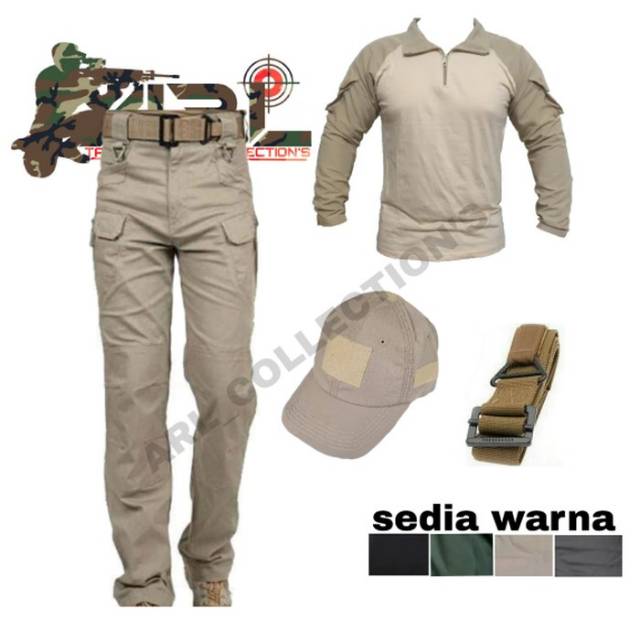 Setelan satu set celana/kaos/topi/sabuk/BDU SHIRT TACTICAL BLACKWAK CREAM outdoor/PDL/LAPANGAN/ARMY