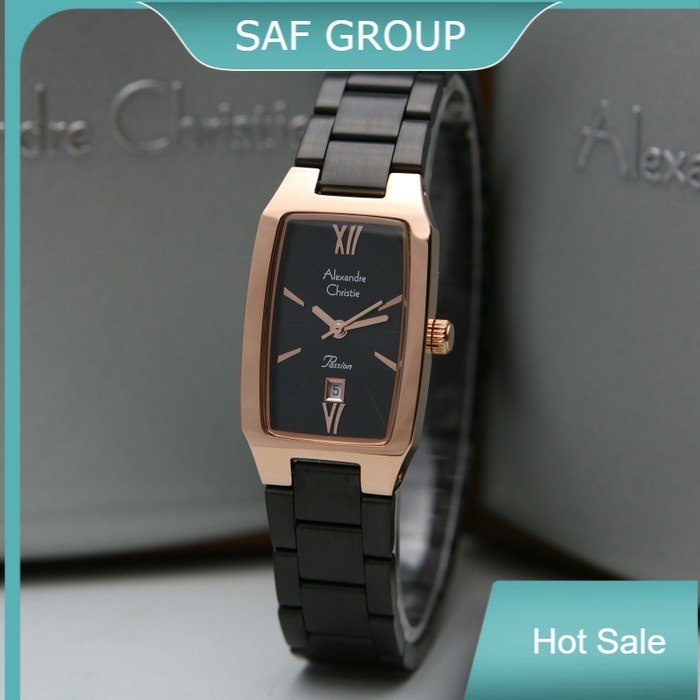 JAM TANGAN WANITA ALEXANDRE CHRISTIE AC 2455 / AC2455 ROSEGOLD BLACK ORIGINAL by plp