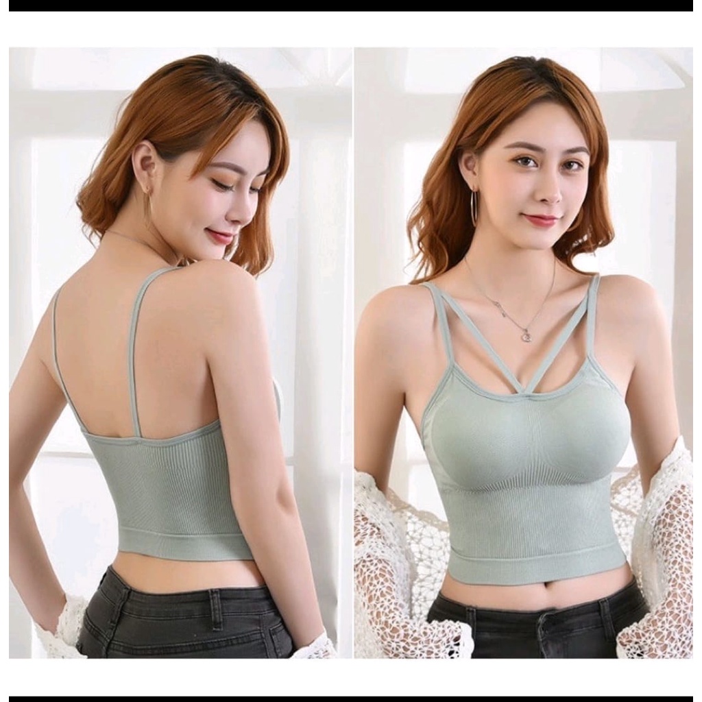 V8 NECK TANKTOP KAMISOL WITH CUP BRA