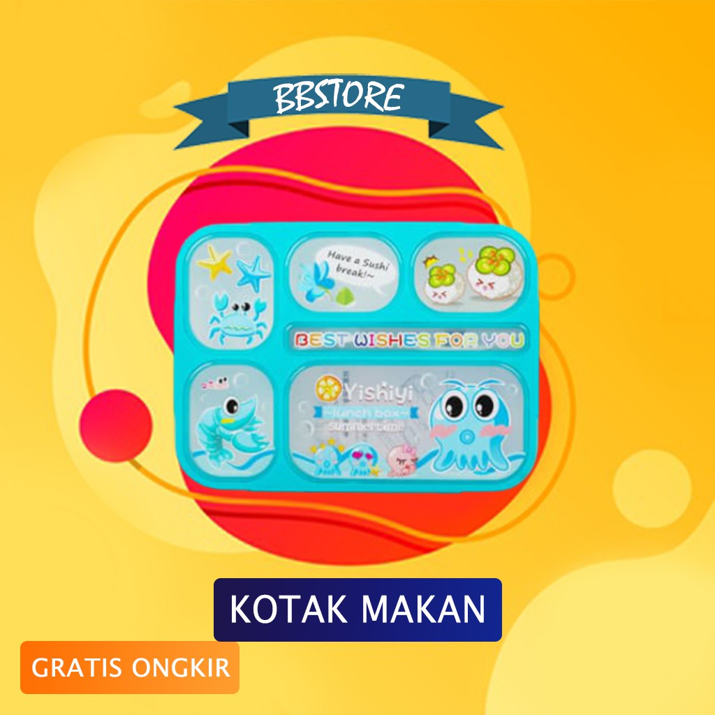 KOTAK MAKAN TEMPAT PENYIMPANAN BEKAL MAKAN 6 SEKAT PACKING BUBBLEWRAP