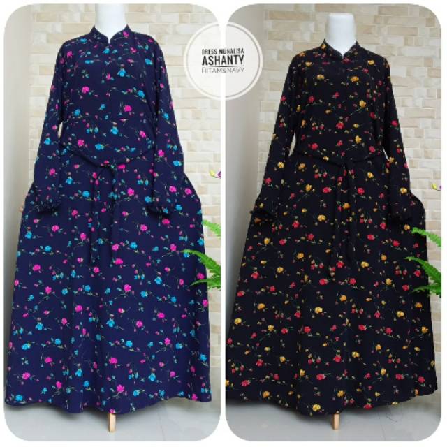 Dress Monalisa Ashanty-Syari Busui Dress Monalisa Ashanty-Dress Monalisa Ashanty-Monalisa Hitam Navy