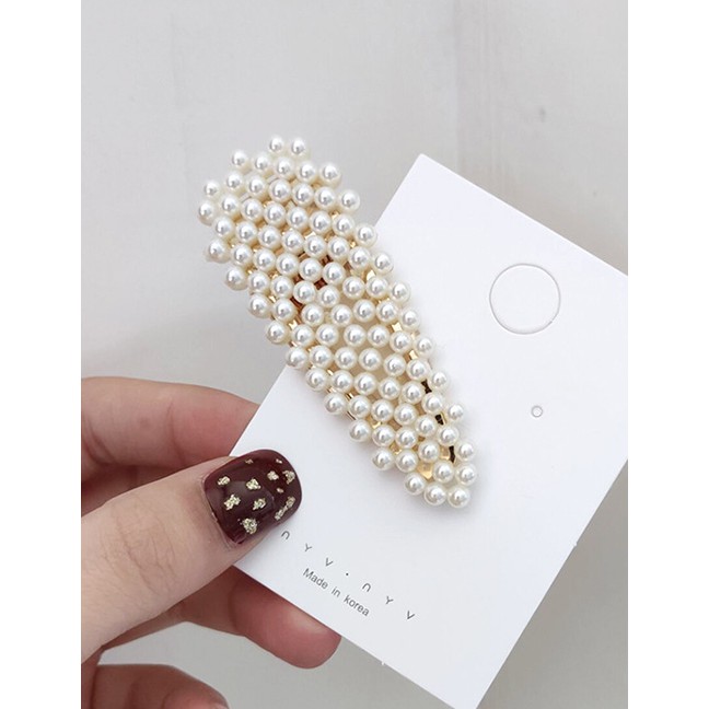 LRC Jepit Rambut Fashion White Pearl Clip F38760