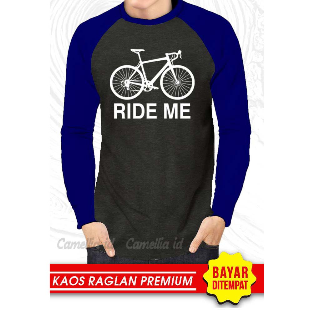 Kaos Raglan (RIDE ME)/Kaos Pria Lengan Panjang/ Kaos Pria/ Kaos Cowok/ Kaos Oblong/Misty