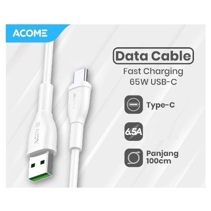 ACOME AVC 010 Kabel Data Charger 6.5A Type C 1Meter Ori