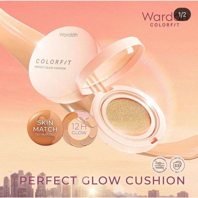 ✿ELYSABETHME✿ Wardah Colorfit Perfect Glow Cushion hasil natural untuk harian full coverage