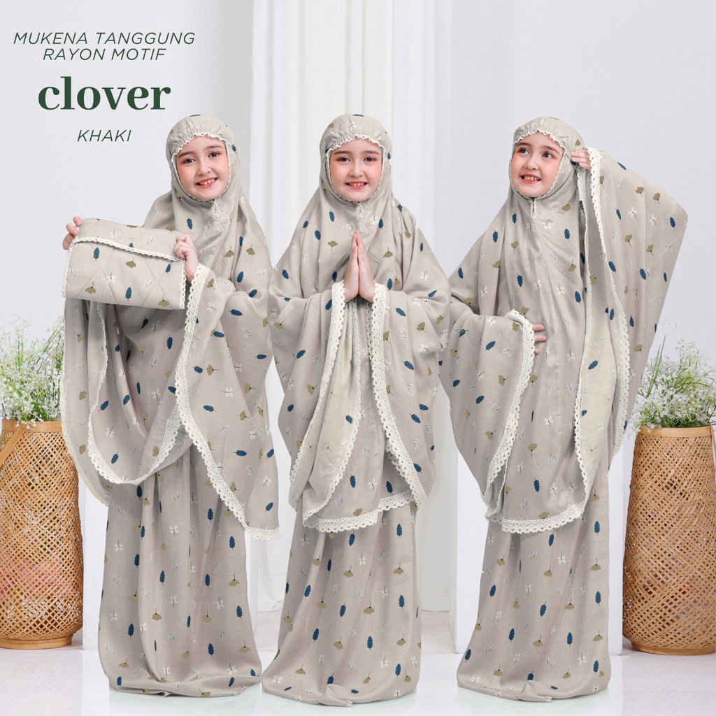 PUSAT MUKENA TASIK - MUKENA RAYON RENDA ANAK TANGGUNG MOTIF CLOVER