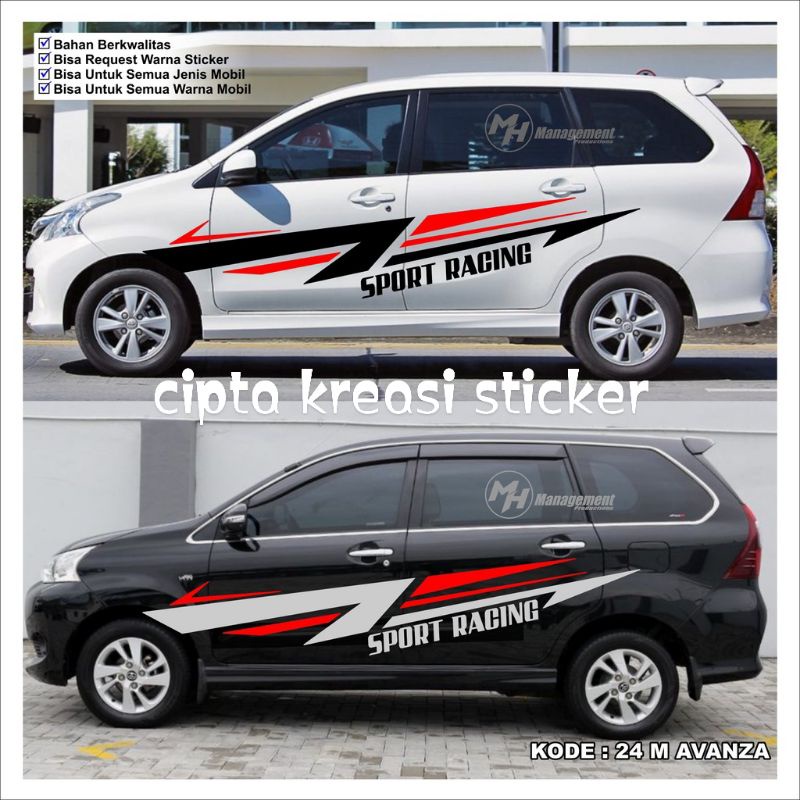 

stiker cutting list sports racing stiker mobil Toyota Avanza new Avanza old Xenia new Xenia old all tipe mobil