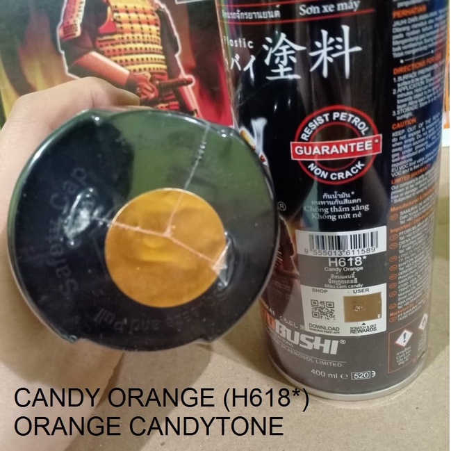 New Samurai Paint Kurobushi Cat Semprot Pilox Pilok Candytone Orange / Candy Orange (H618*) 400ml