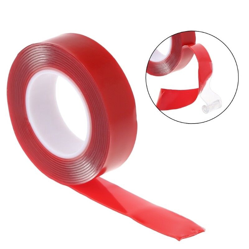 1 Roll Tape Perekat 2 Sisi Bahan Akrilik Warna Merah Panjang 2M Untuk Mobil