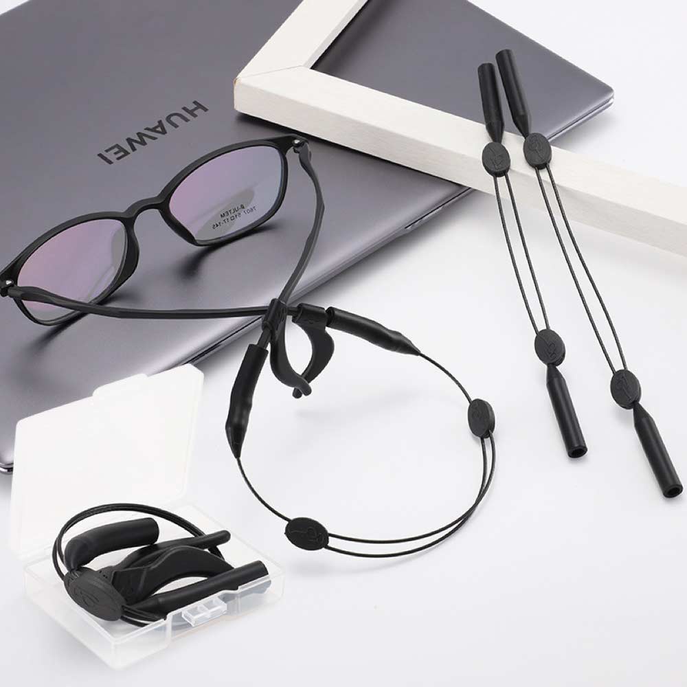 1 Pasang Tali Hitam Pengait Kacamata Silikon Dewasa dan Anak anak - Anti Slip - Earhook Silicone - Penahan Hijab Style - TL8090 ( Group )