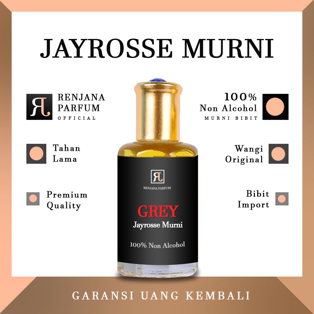 Parfum Minyak Wangi JAYROSSE MURNI Grey Rouge Noah Luke  - Kemasan Roll On Oles - 100% Non Alkohol