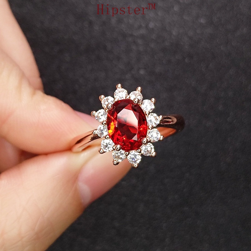 New Hot Fashion Classic Inlaid Full Diamond Ruby Ring