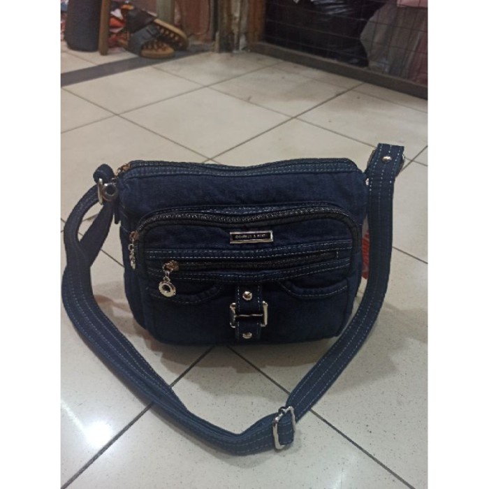 READY TAS SELEMPANG WANITA BAHAN JEANS DENIM - TAS WANITA JEANS - Coklat