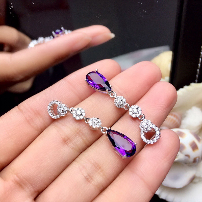 Anting Tusuk Gantung Wanita Desain Bunga Hias Cubic Zirconia AAA Gaya Eropaelegan Berkilau Untuk Pernikahan