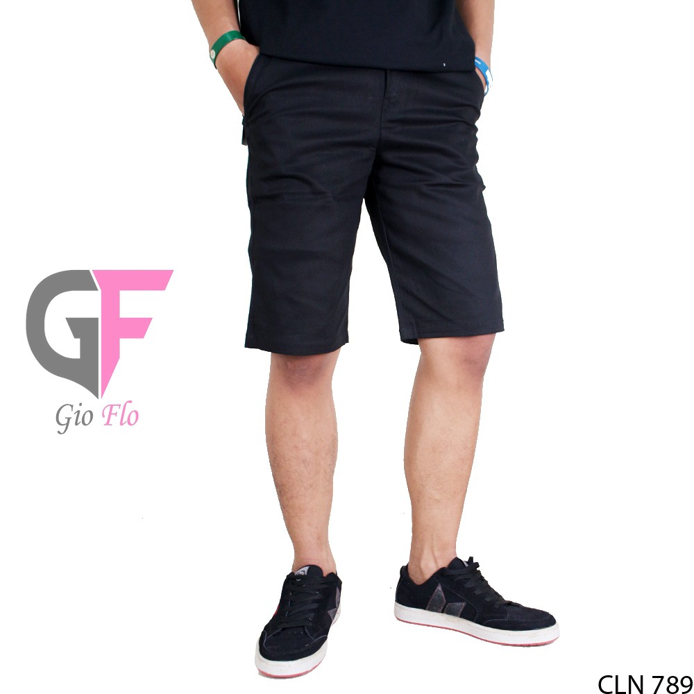 GIOFLO Celana Pendek Distro Pria Chino Casual Polos Modis Hitam / CLN 789