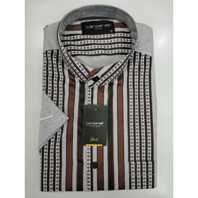 Kemeja Koko Carparelli Lengan pendek Abu Salur / Hem Koko Carparelli