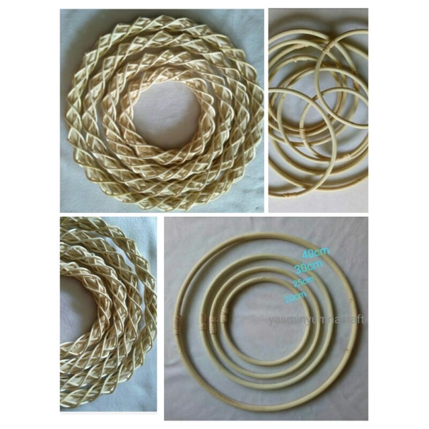 Ring rotan bahan macrame, mahar rustic uk 10,15, 20,25,30,40cm termurah