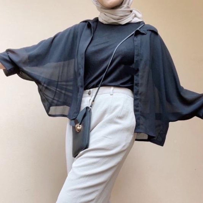 YOLA BASIC OUTER CARDIGAN PREMIUM / BATWING CERUTY PANJANG MURAH  /LUARAN KOVERSIZED