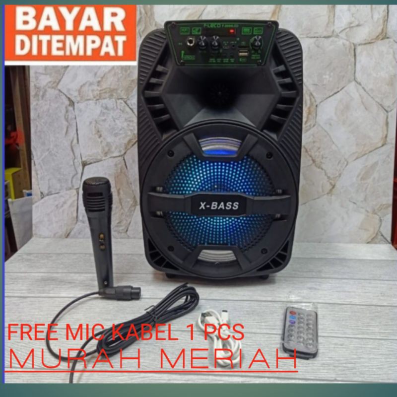 Speaker bluetooth karaoke 8 inch fleco speaker portable meeting kantor speker pengajian