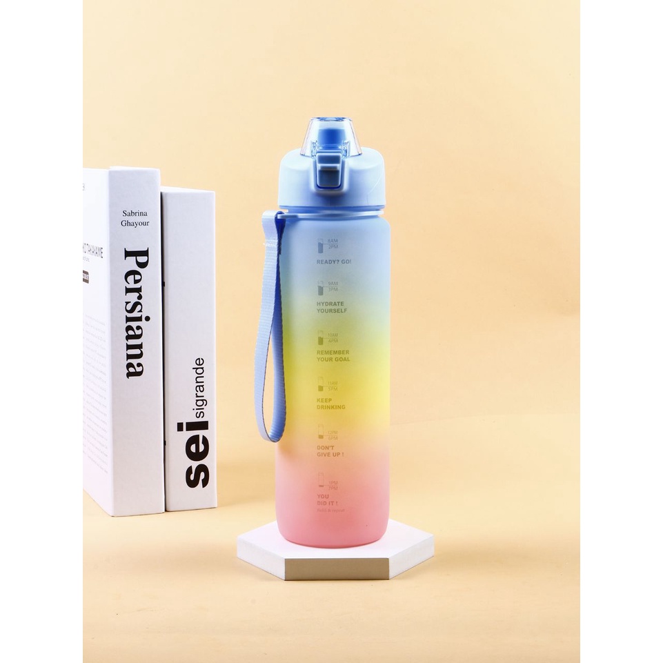 Botol Minuman 1 Liter Penanda Waktu Botol Minum Reminder Botol Motivasi BPA Free PREMIUM OLAHRAGA [QTOP]