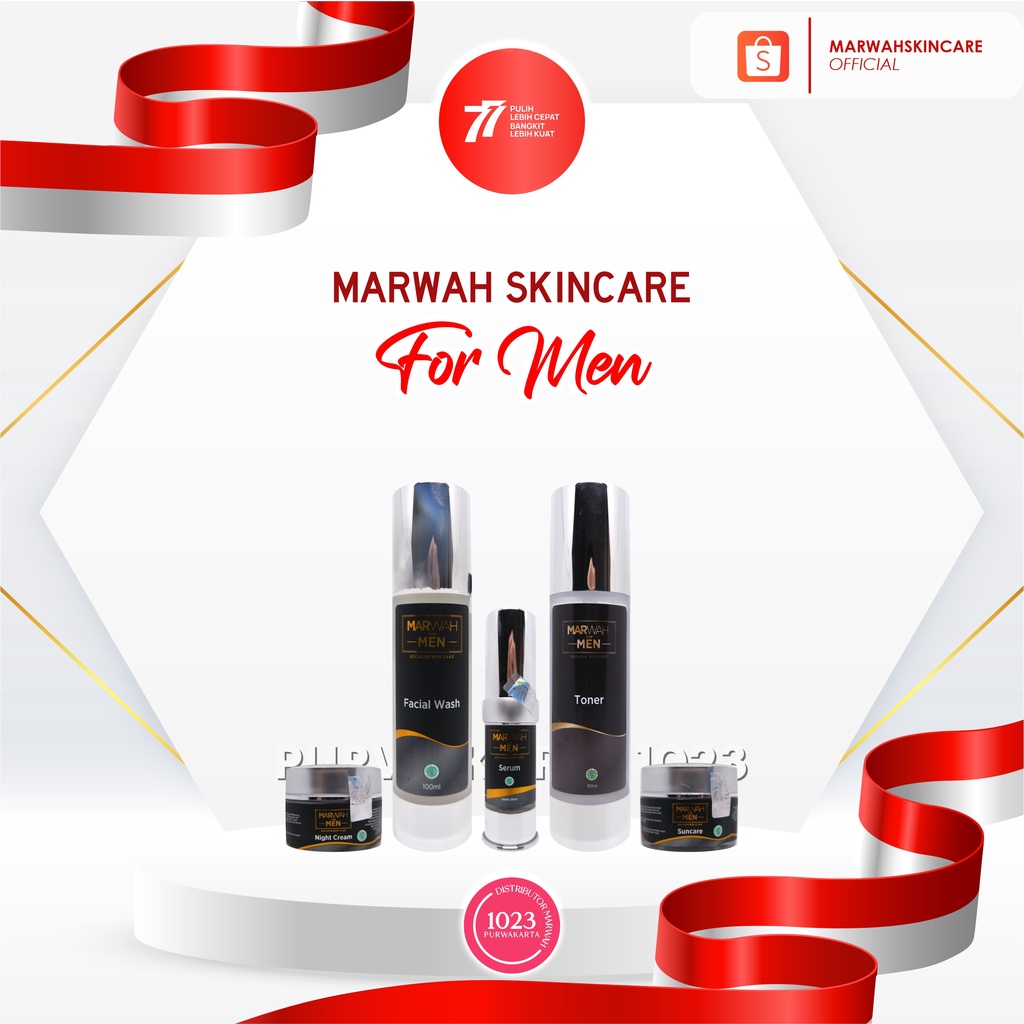 Marwah Skin Treatment Paket For Men Brightening &amp; Acne (Free Pouch)