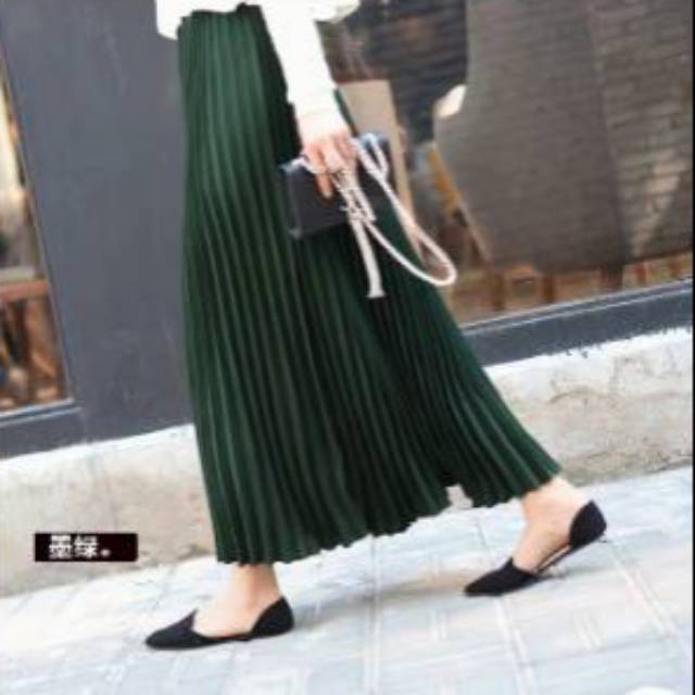 Rok panjang plisket suede wanita import hongkong bawahan rok prisket import hk