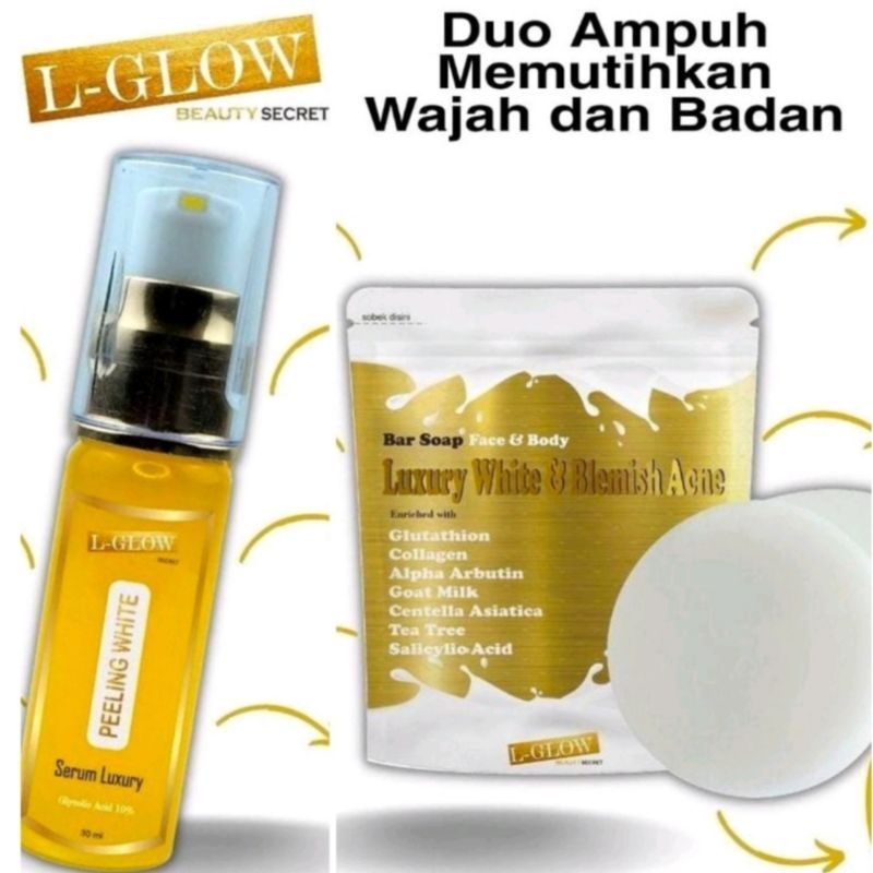 Paket Pemutih Ampuh Lglow / Body Serum Luxury &amp; Bar Soap Luxury Lglow