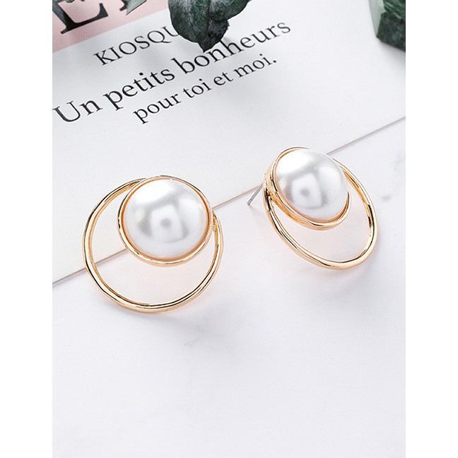 LRC Anting Tusuk dan jepit Fashion White Decorated F0702X