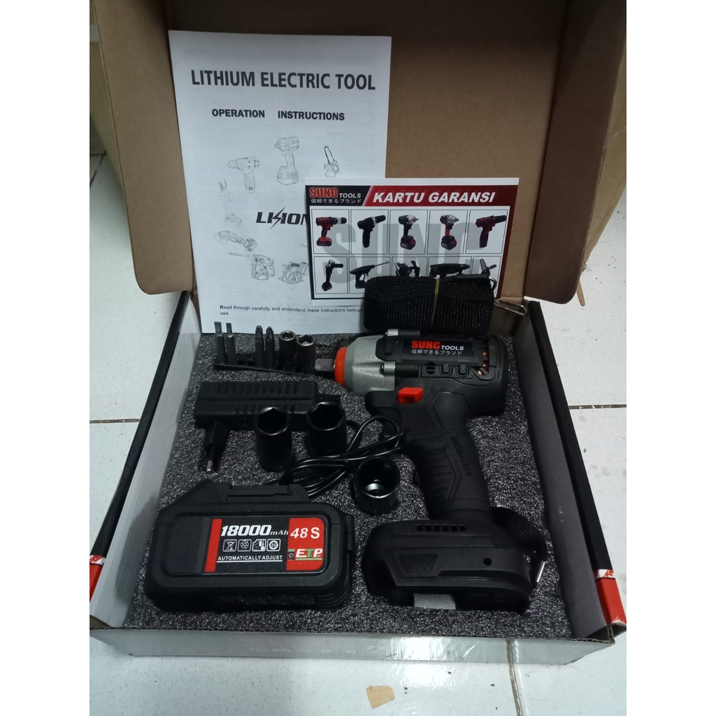 Kualitas TERJAMIN !! YUKIDO 88V 2 BATERAI Mesin Impact Wrench 48V + SUNC TOOLS Chuck Bor MESIN INPEK SUNC IMPACT WRENCH