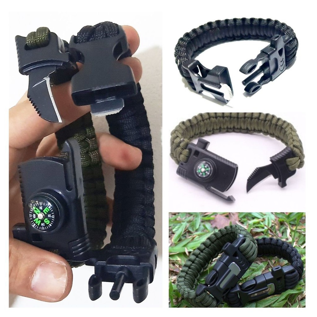 Gelang Tali Paracord Serbaguna Pisau Peluit Kompas Pemantik Api  111153