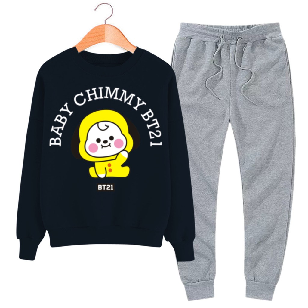 BESS - Baju Setelan Wanita Murah / Setelan Sweater + Jogger Abu - BABY CIMY