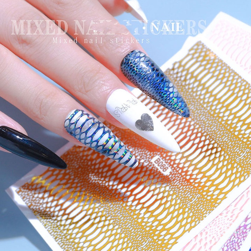 Siy Stiker Kuku Motif Kulit Ular Untuk Dekorasi Nail Art