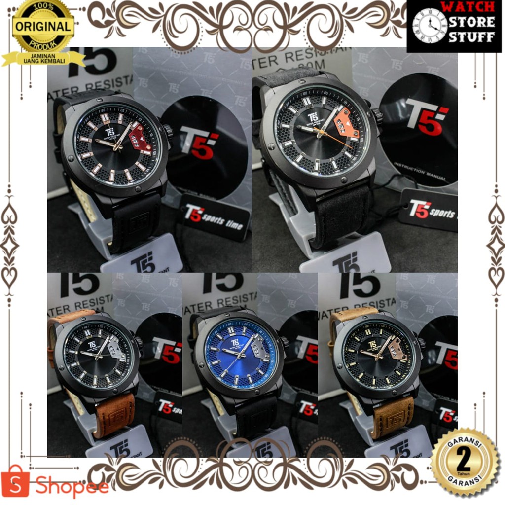 JAM TANGAN PRIA WANITA | RANTAI | KULIT | KARET | MURAH | PRIA T5 H 3558G Original