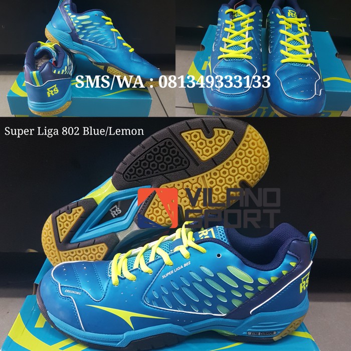Sepatu Badminton RS Super Liga 802 Blue/Lemon