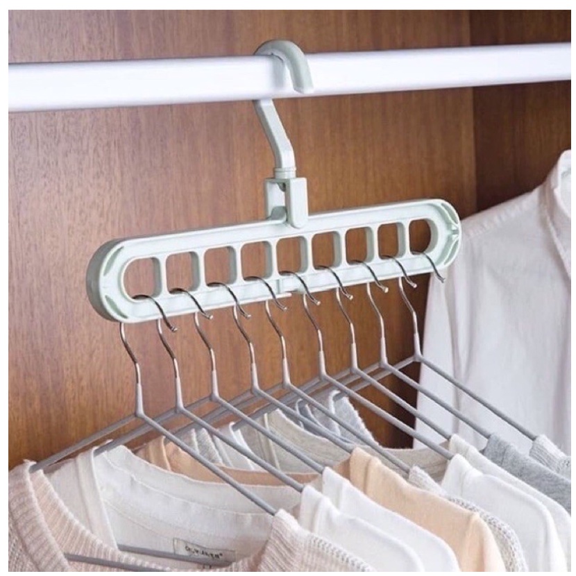 Magic Wonder Hanger Instant 9 Layer in 1 Jemuran Gantungan Penggantung Baju Pakaian Celana Jilbab Handuk Kaos Kaki 9 Banyak Lubang Foldable Hook Pengait Kaitan Ikat Pinggang Celana Dalam BH Serbaguna Multifungsi Dinding Tembok Besi Bisa Diputar ART52