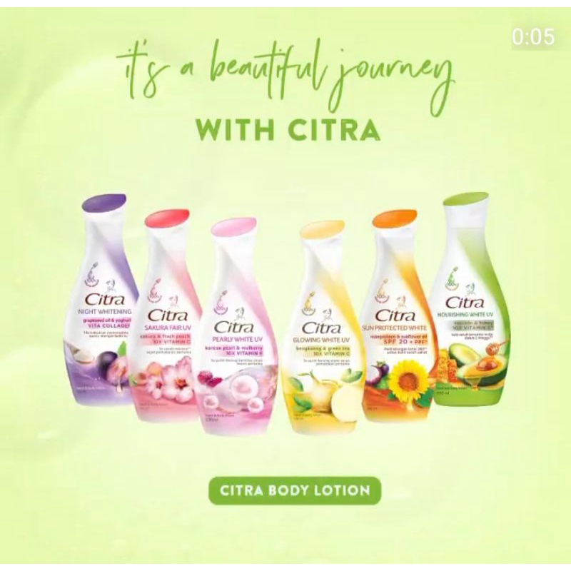 CITRA BODY LOTION / CITRA LOTION 230ml bengkoang/pearly/sakura/nourishing/golden glow/fresh UV gel 2