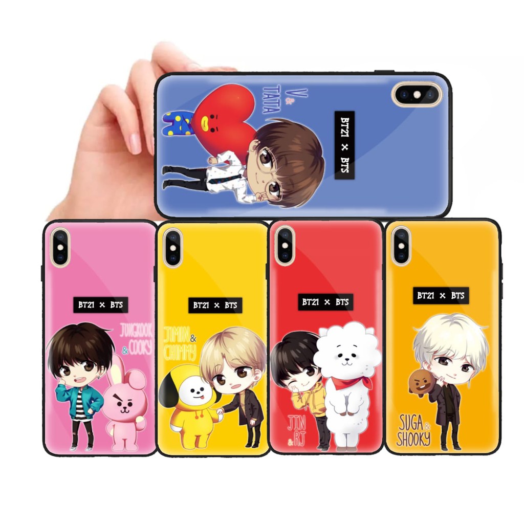 VIVO Y12S , Y20 , Y20S , V20 , V20 SE PREMIUM CASE GLASS MOTIF BTS X BT21
