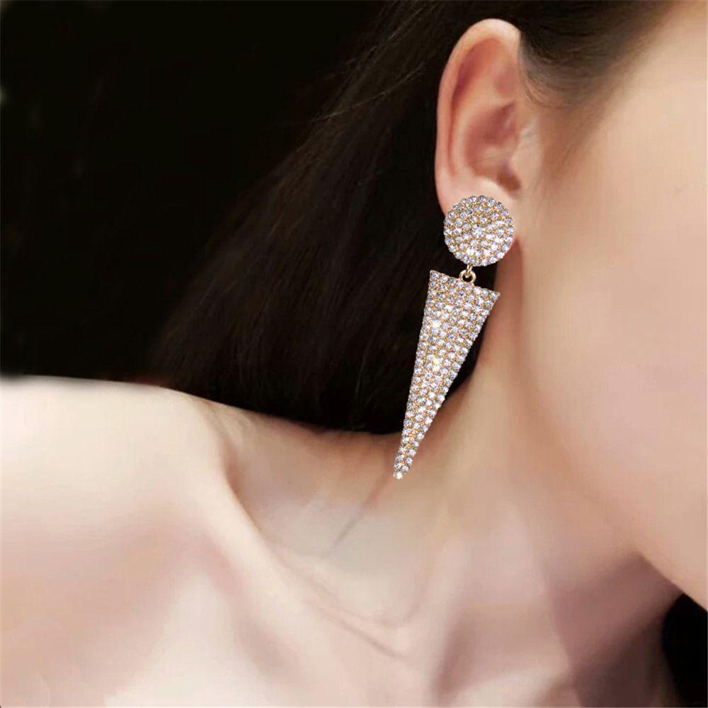 Top Drop Menjuntai Anting Hadiah Wanita Pernikahan Anting Besar Zirkon