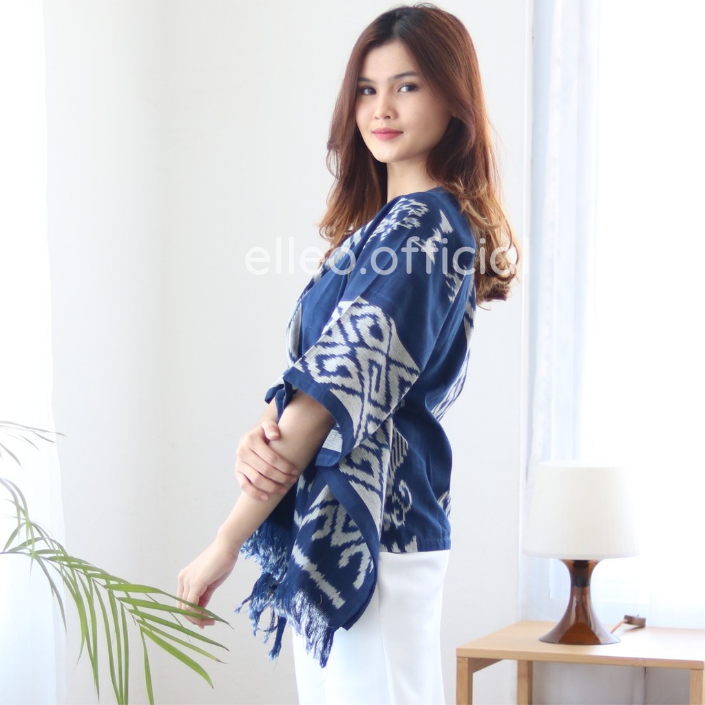 ELLEO BLOUSE TENUN 2 VARIAN BLUES CARDIGAN TENUN NAVY BROWN