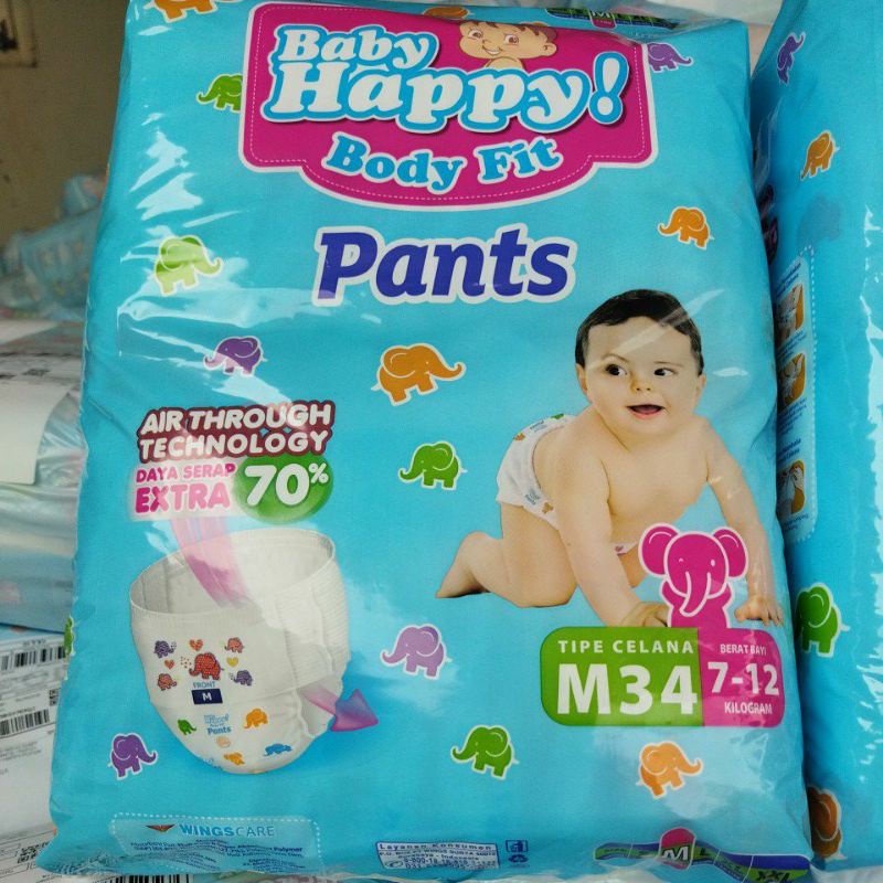 BABY HAPPY PANTS, S40+2, M34 ,L30, XL26, XXL24+2 / BABY HAPPY BODY FIT PANTS / POPOK BAYI CELANA /POPOK SEKALI PAKAI/BABY HAPPY -Babypolkadot