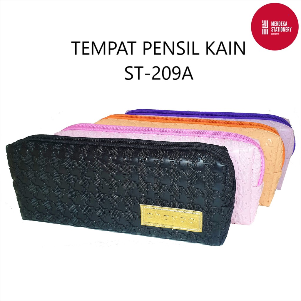 

Pencil Case/Tempat/Kotak/Tepak Pensil Kain Timbul Resleting Shintoeng ST-209A 21x8x4 cm
