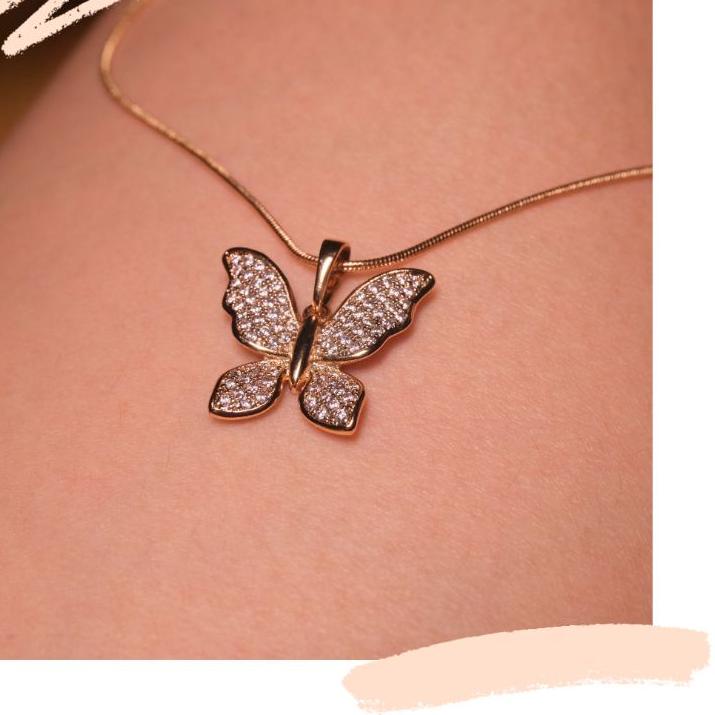 LANGSUNG ATC.. Liontin kalung kupu kupu SACHI Korean Jewelry | aksesoris asli unik terbaru perhiasan